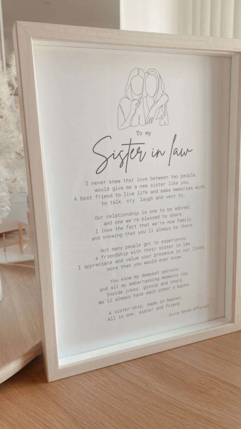 Sister In Law Letter Print